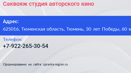 Саквояж студия авторского кино - визитка