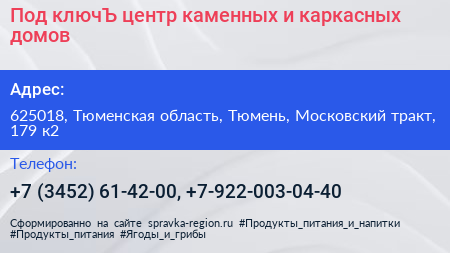 Под ключЪ центр каменных и каркасных домов - визитка