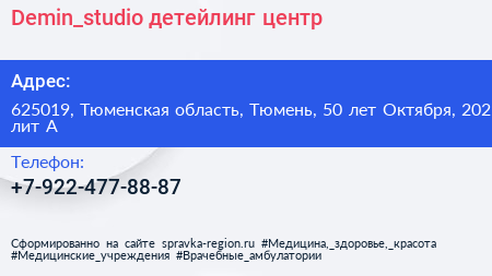 Demin_studio детейлинг центр - визитка