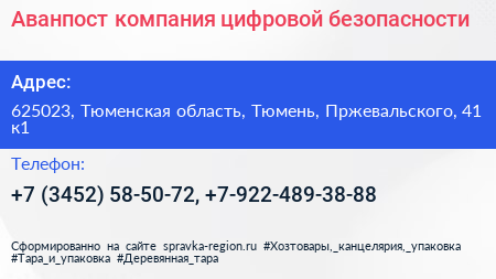Аванпост компания цифровой безопасности - визитка