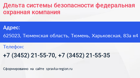 Дельта системы безопасности федеральная охранная компания - визитка