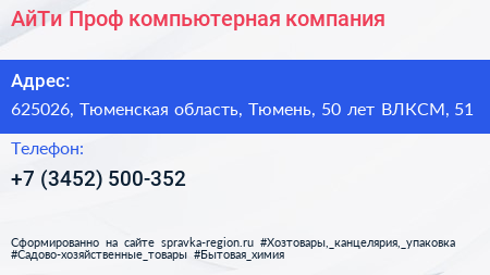 АйТи Проф компьютерная компания - визитка