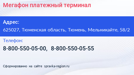 Мегафон платежный терминал - визитка