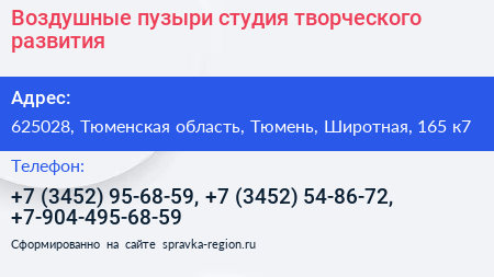 Воздушные пузыри студия творческого развития - визитка