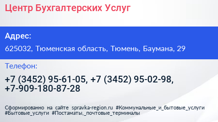Центр Бухгалтерских Услуг - визитка