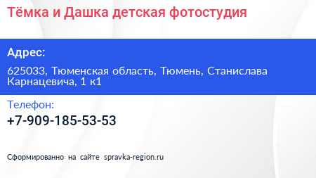 Тёмка и Дашка детская фотостудия - визитка