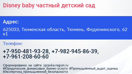 Disney baby частный детский сад - визитка