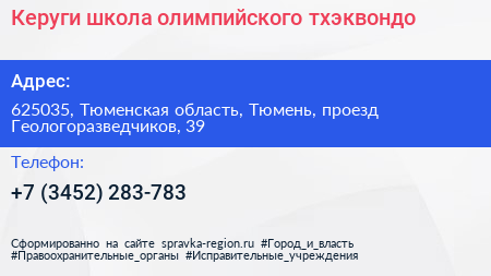 Керуги школа олимпийского тхэквондо - визитка