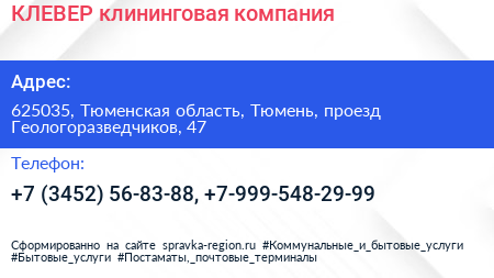 КЛЕВЕР клининговая компания - визитка