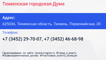 Тюменская городская Дума - визитка