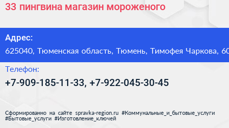 33 пингвина магазин мороженого - визитка