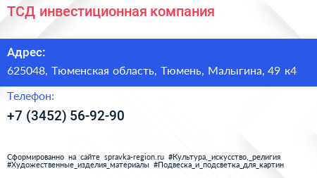 ТСД инвестиционная компания - визитка