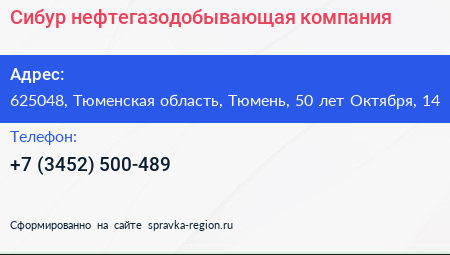 Сибур нефтегазодобывающая компания - визитка