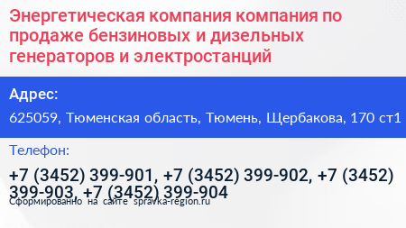 Энергетическая компания компания по продаже бензиновых и дизельных генераторов и электростанций - визитка