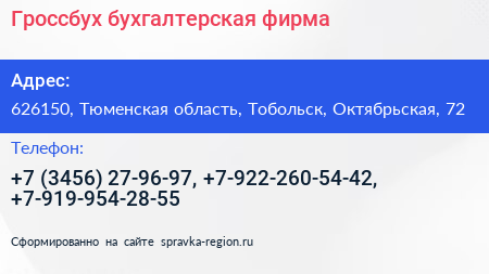 Гроссбух бухгалтерская фирма - визитка