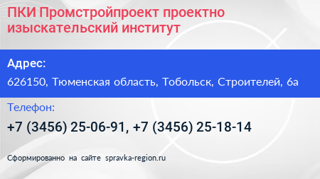 ПКИ Промстройпроект проектно изыскательский институт - визитка