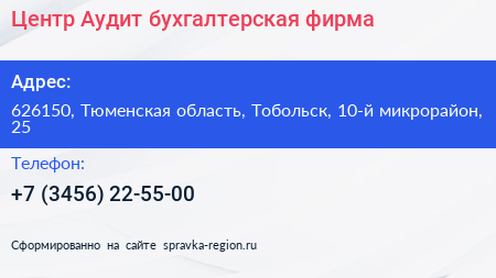 Центр Аудит бухгалтерская фирма - визитка