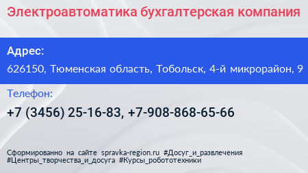 Электроавтоматика бухгалтерская компания - визитка