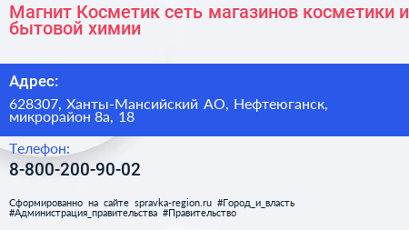 Магнит Косметик сеть магазинов косметики и бытовой химии - визитка