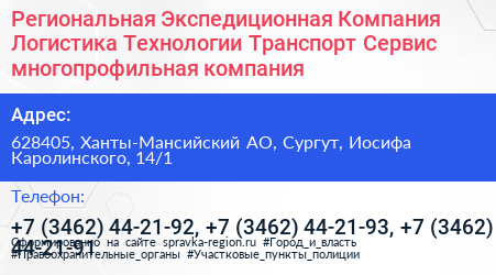 Региональная Экспедиционная Компания Логистика Технологии Транспорт Сервис многопрофильная компания - визитка