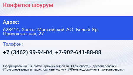 Конфетка шоурум - визитка