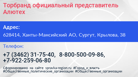 Торбранд официальный представитель Алютех - визитка