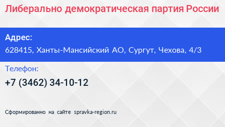 Либерально демократическая партия России - визитка