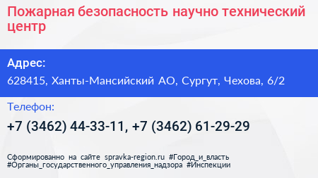 Пожарная безопасность научно технический центр - визитка