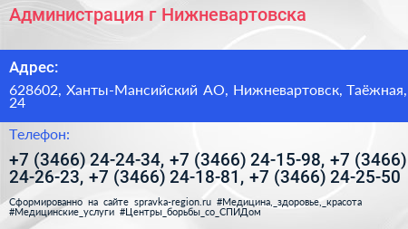 Администрация г Нижневартовска - визитка