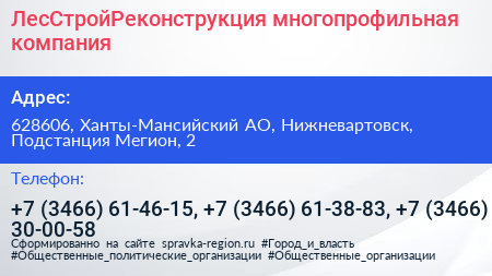 ЛесСтройРеконструкция многопрофильная компания - визитка