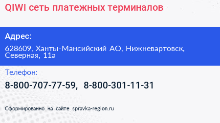 QIWI сеть платежных терминалов - визитка