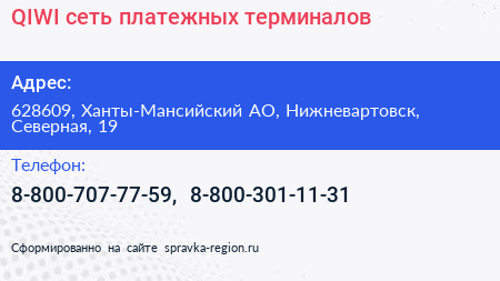 QIWI сеть платежных терминалов - визитка