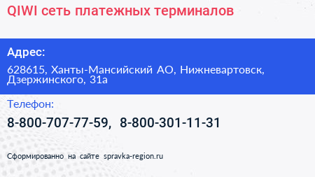 QIWI сеть платежных терминалов - визитка