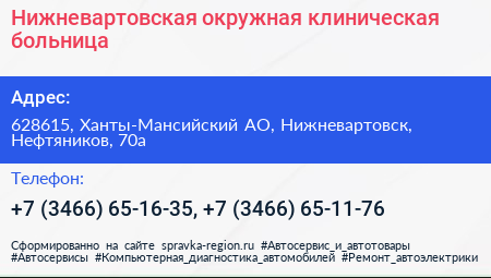 Нижневартовская окружная клиническая больница - визитка