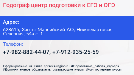 Годограф центр подготовки к ЕГЭ и ОГЭ - визитка