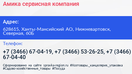 Амика сервисная компания - визитка