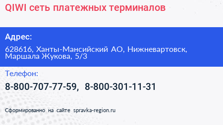 QIWI сеть платежных терминалов - визитка
