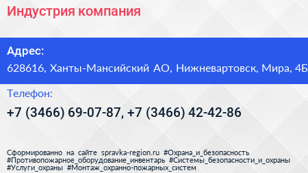 Индустрия компания - визитка