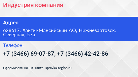 Индустрия компания - визитка