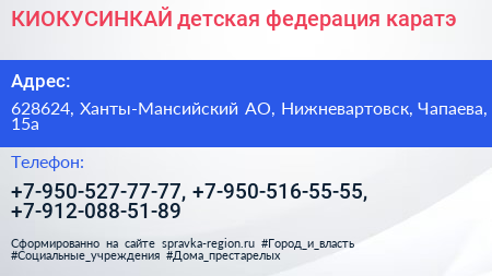 КИОКУСИНКАЙ детская федерация каратэ - визитка