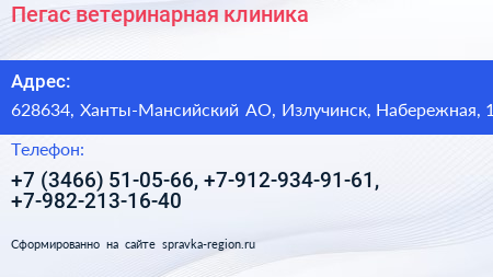 Пегас ветеринарная клиника - визитка