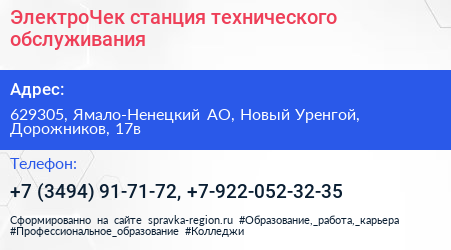 ЭлектроЧек станция технического обслуживания - визитка