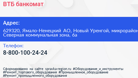 ВТБ банкомат - визитка