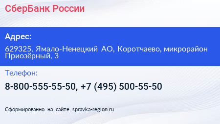 СберБанк России - визитка