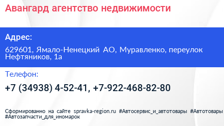 Авангард агентство недвижимости - визитка