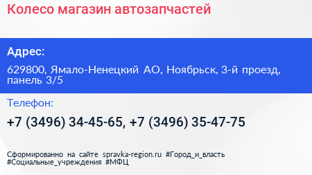 Колесо магазин автозапчастей - визитка