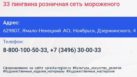 33 пингвина розничная сеть мороженого - визитка