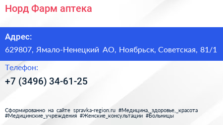 Норд Фарм аптека - визитка