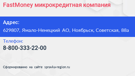 Нажмите, чтобы скачать визитку FastMoney микрокредитная компания - визитка