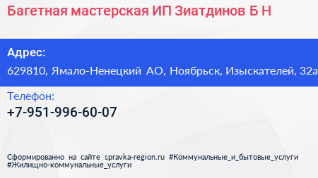 Багетная мастерская ИП Зиатдинов Б Н  - визитка